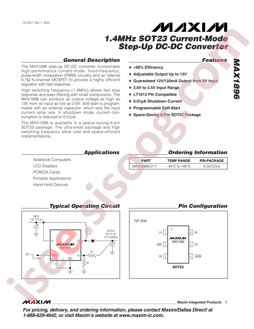 MAX1896 Datasheet