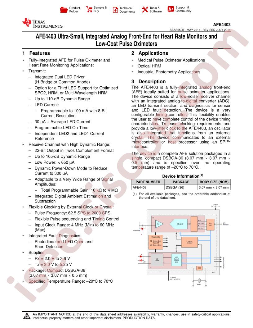 AFE4403 Datasheet