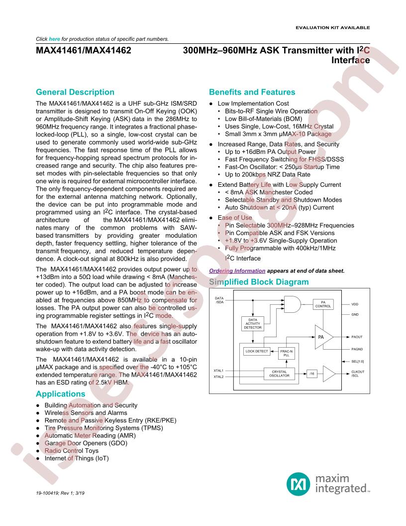 MAX41461-62 Datasheet