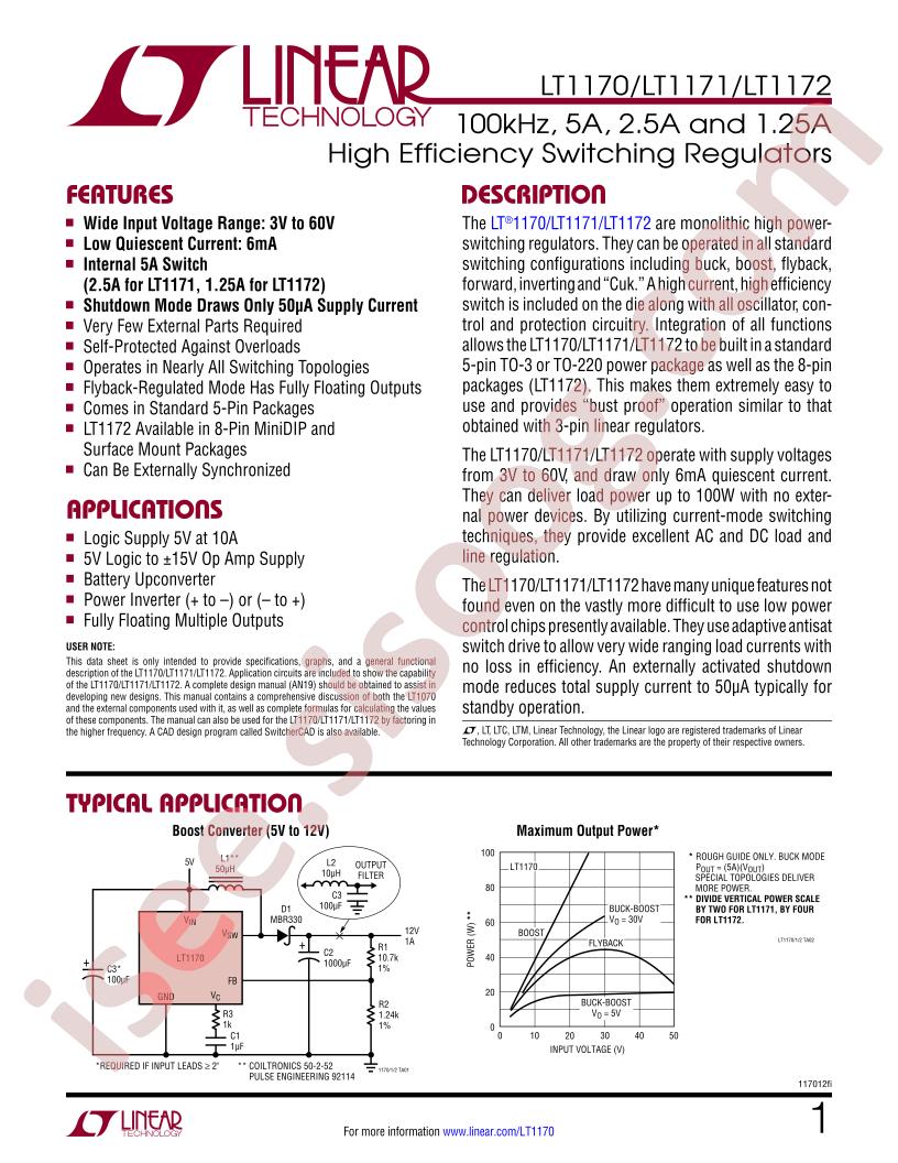 LT1170-72 Datasheet