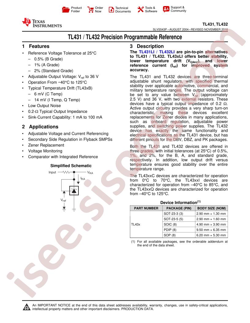 TL431x, TL432x Datasheet