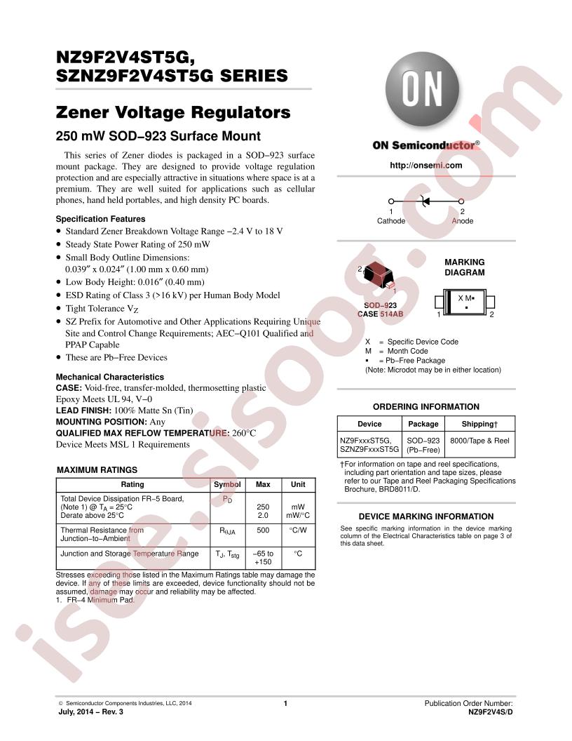 NZ9F2V4ST5G, SZNZ9F2V4ST5G Series