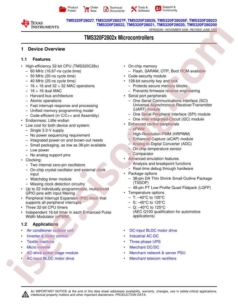 TMS320F2802x Datasheet