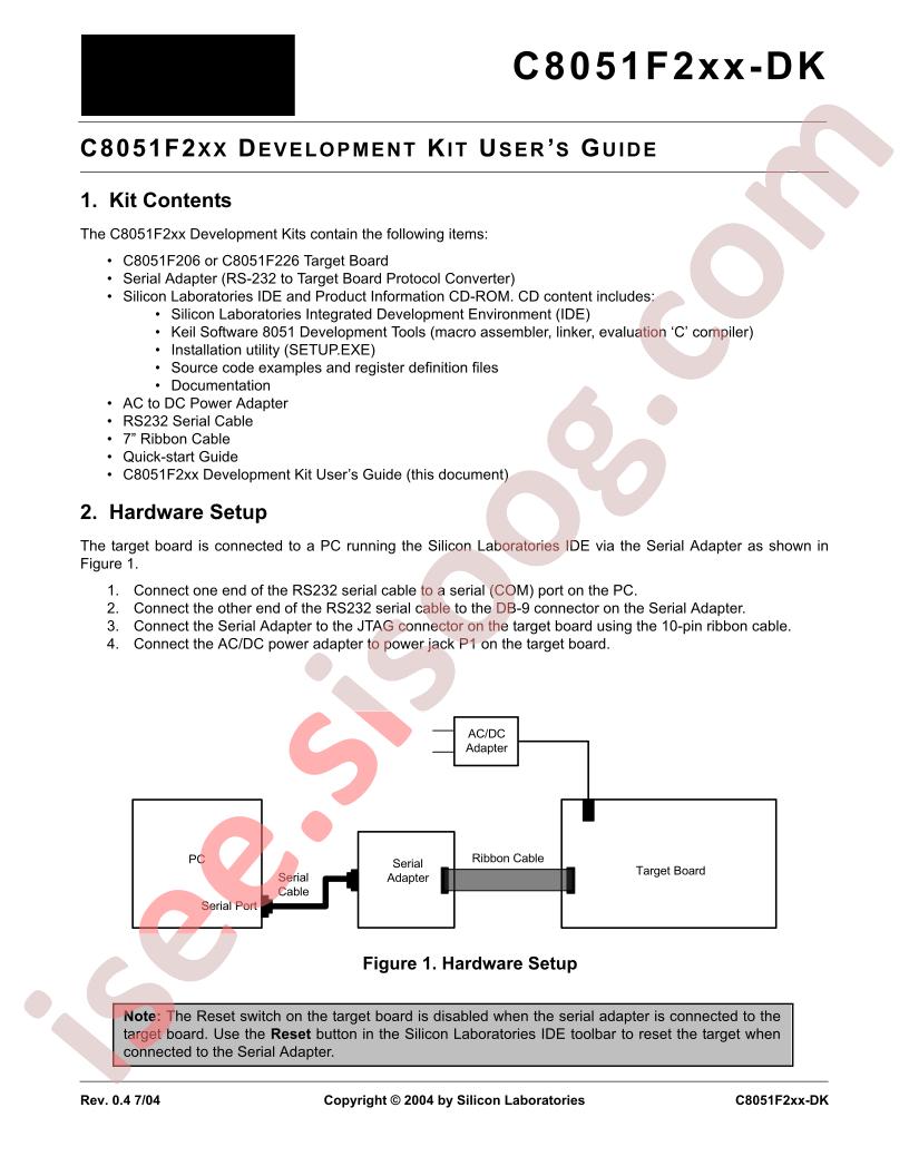 C8051F2xx-DK Guide