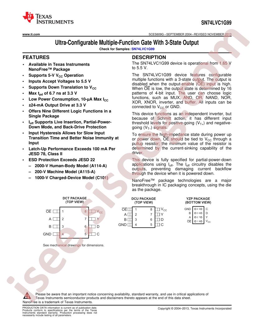 SN74LVC1G99 Datasheet