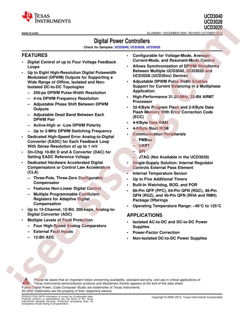 UCD3020,28,40 Datasheet