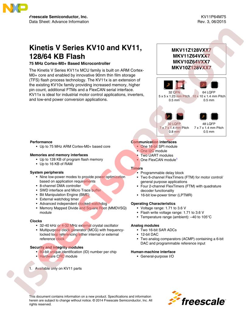 MKV10,11Z128,64Vxx7 Datasheet