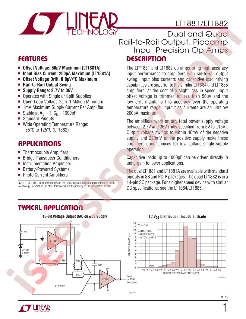 LT1881, LT1882 Datasheet