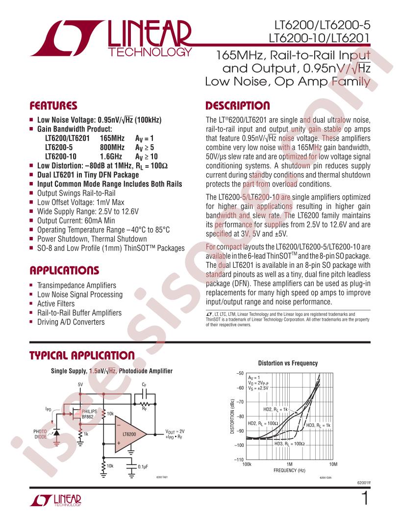LT6200(-5,-10), LT6201