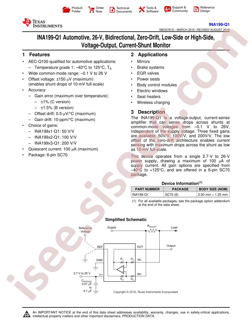 INA199B-Q1 Datasheet