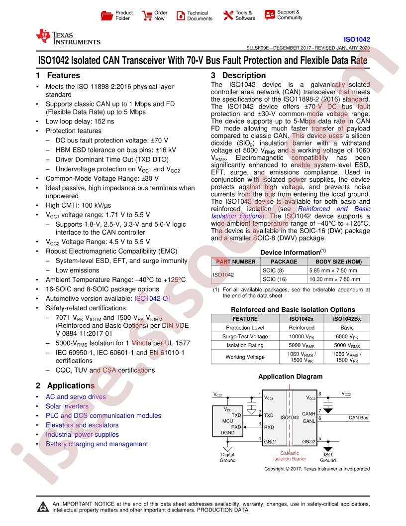 ISO1042 Datasheet