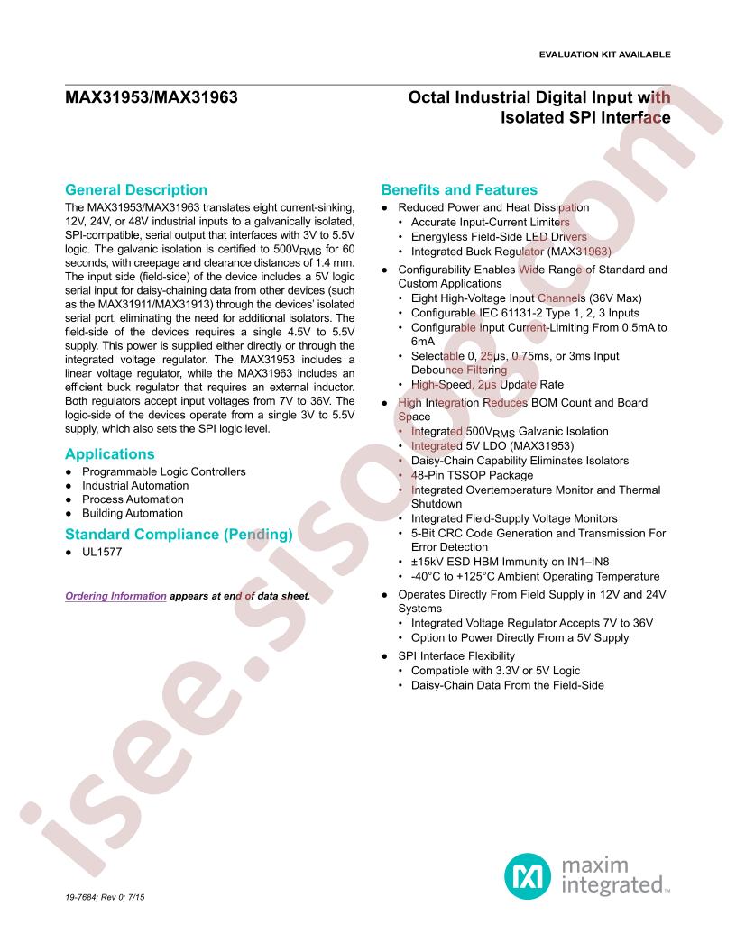 MAX31953,63 Datasheet