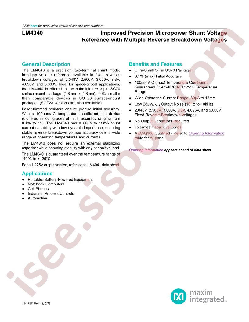 LM4040 Datasheet