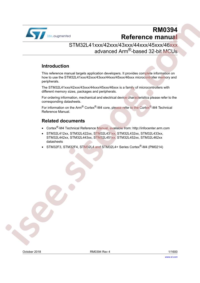 STM32L43, 44, 45, 46 Reference Manual