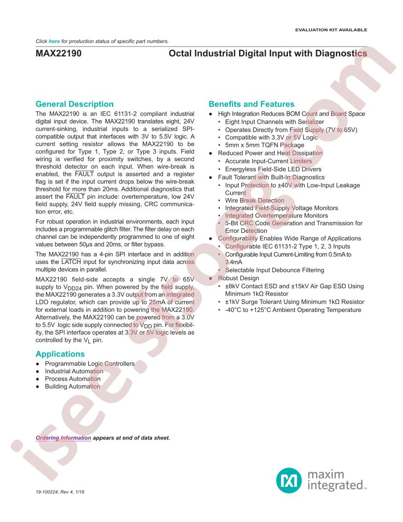 MAX22190 Datasheet