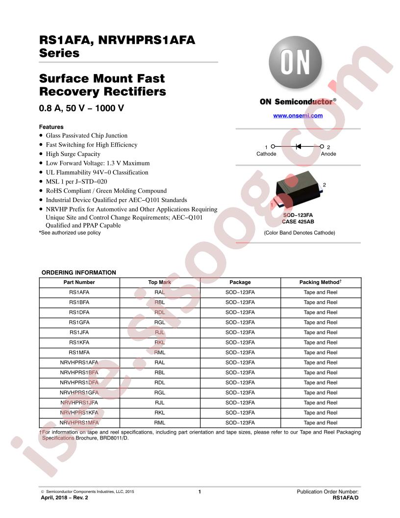 RS1AFA, NRVHPRS1AFA Series