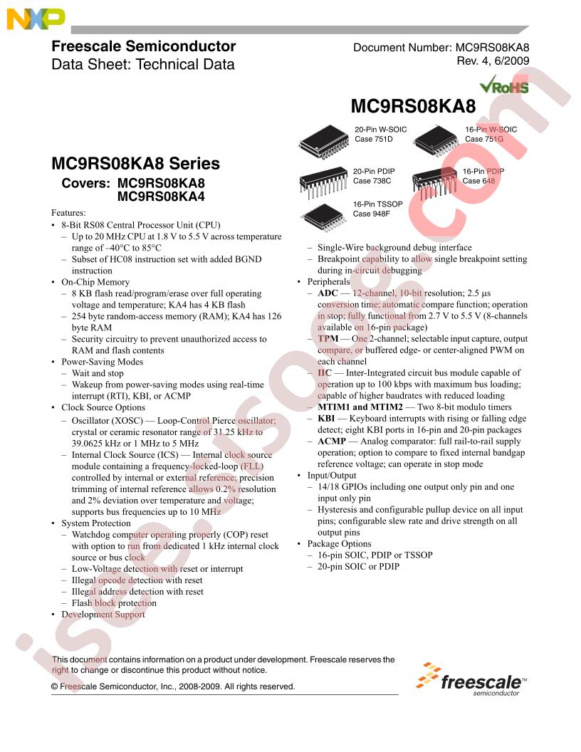 MC9RS08KA8 Series