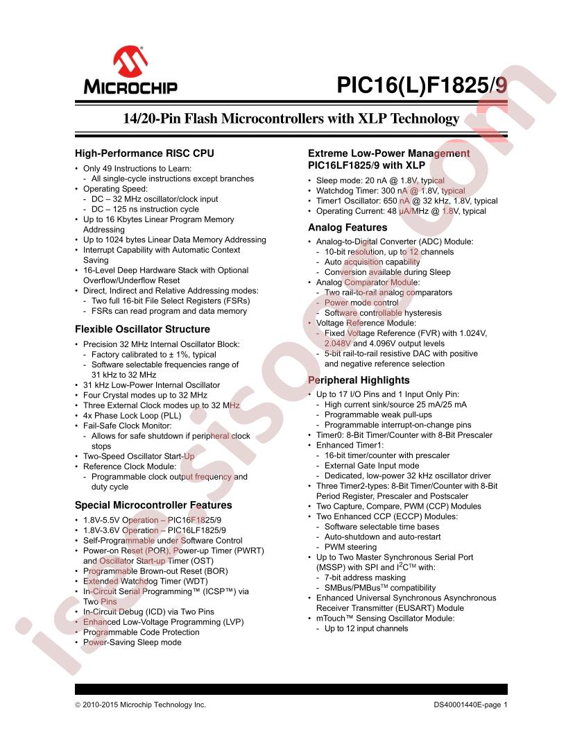 PIC16(L)F1825,29 Datasheet