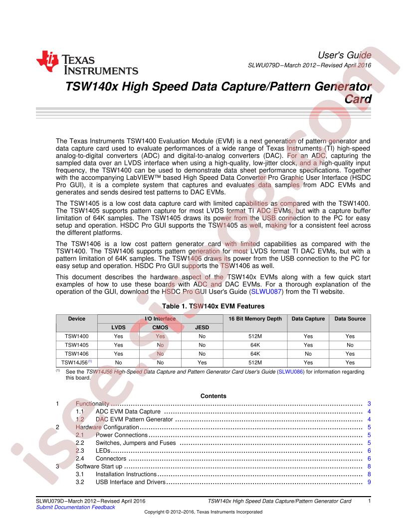 TSW140xEVM User Guide