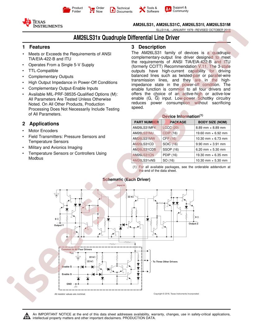 AM26LS31C,M Datasheet