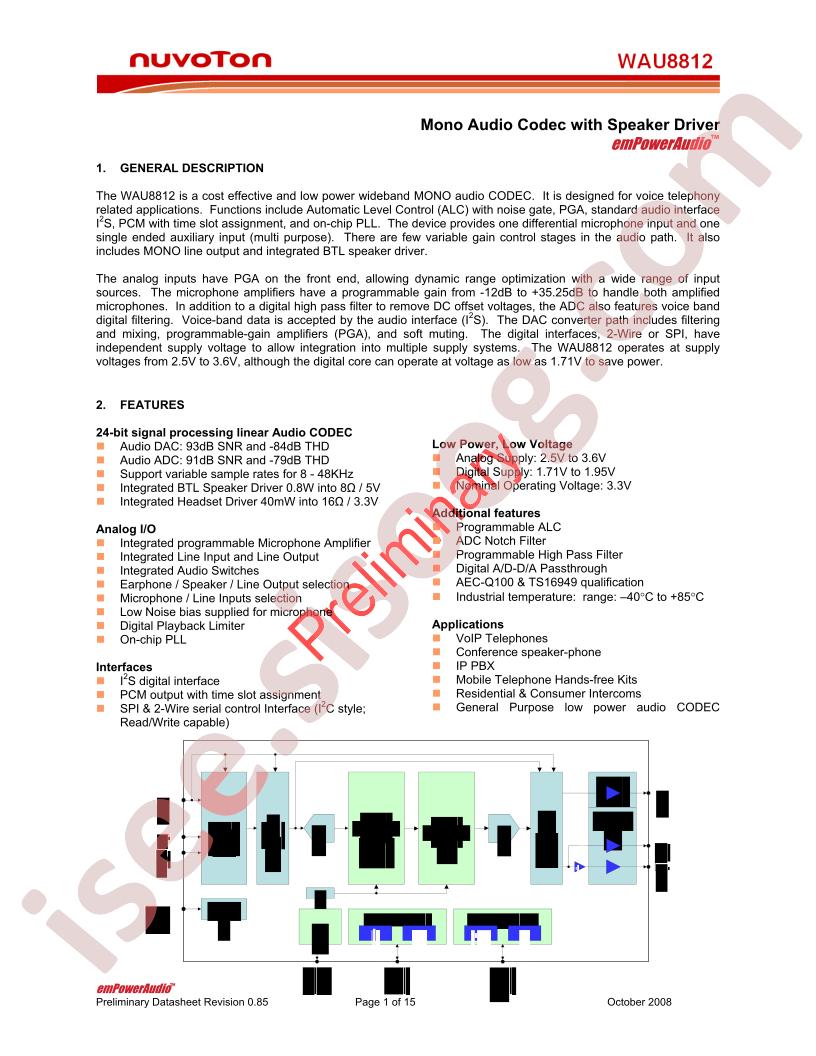 WAU8812 Preliminary