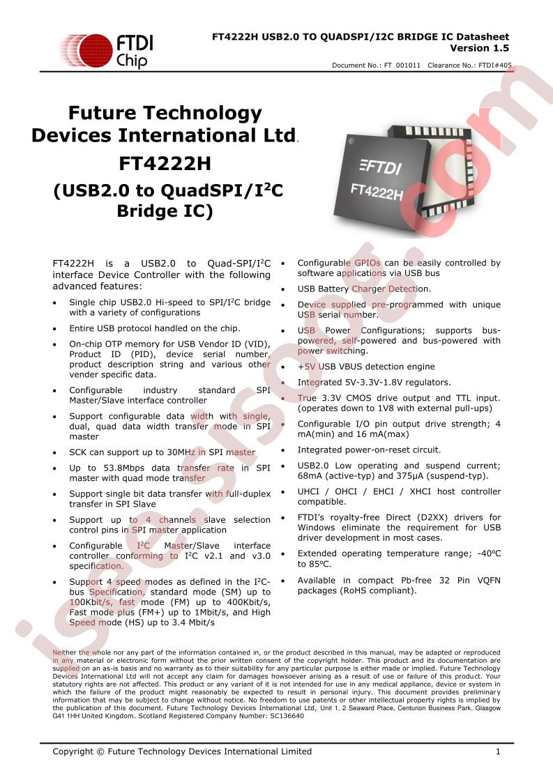 FT4222H Datasheet