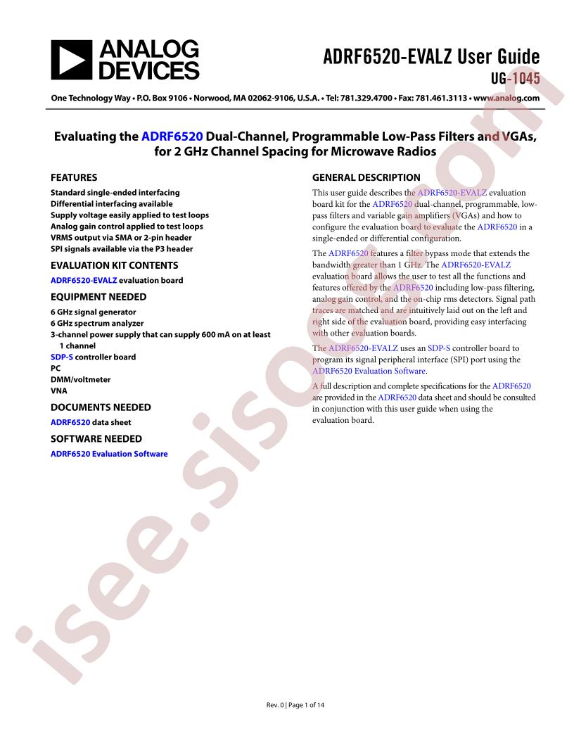 ADRF6520-EVALZ User Guide