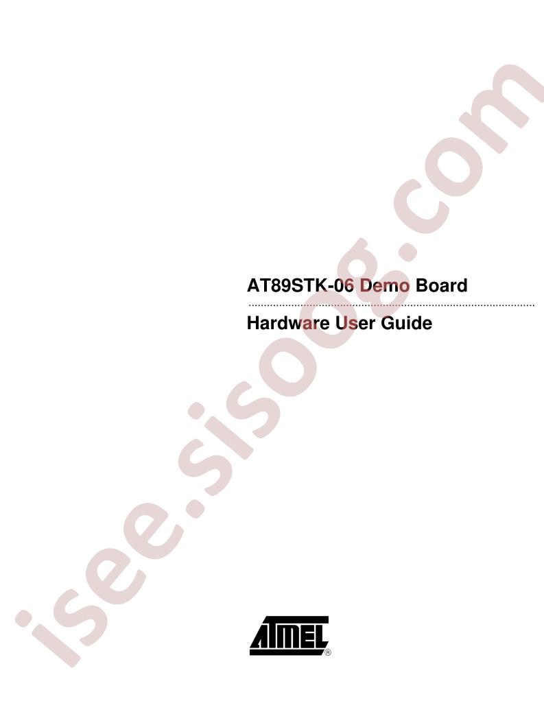 AT89STK-06 Demo Board Hardware User Guide