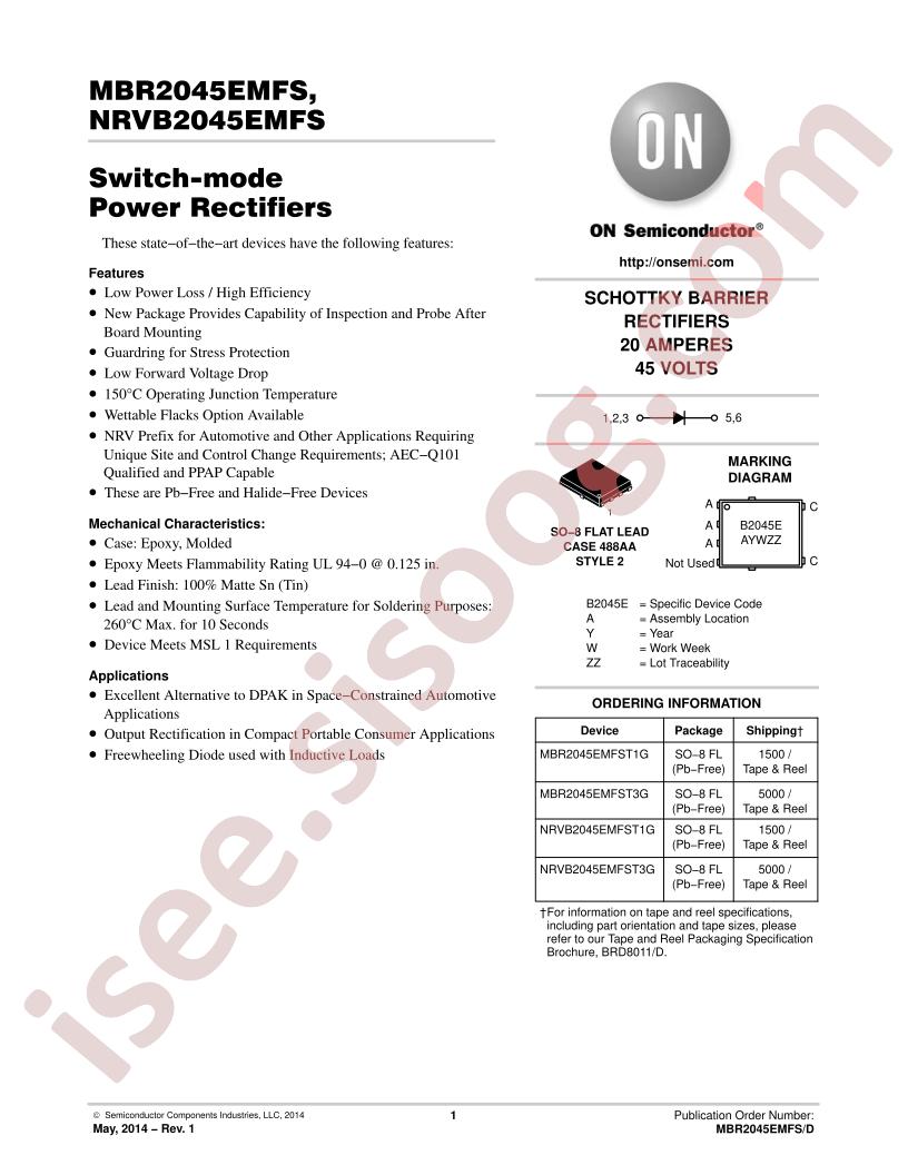 MBR2045EMFS, NRVB2045EMFS