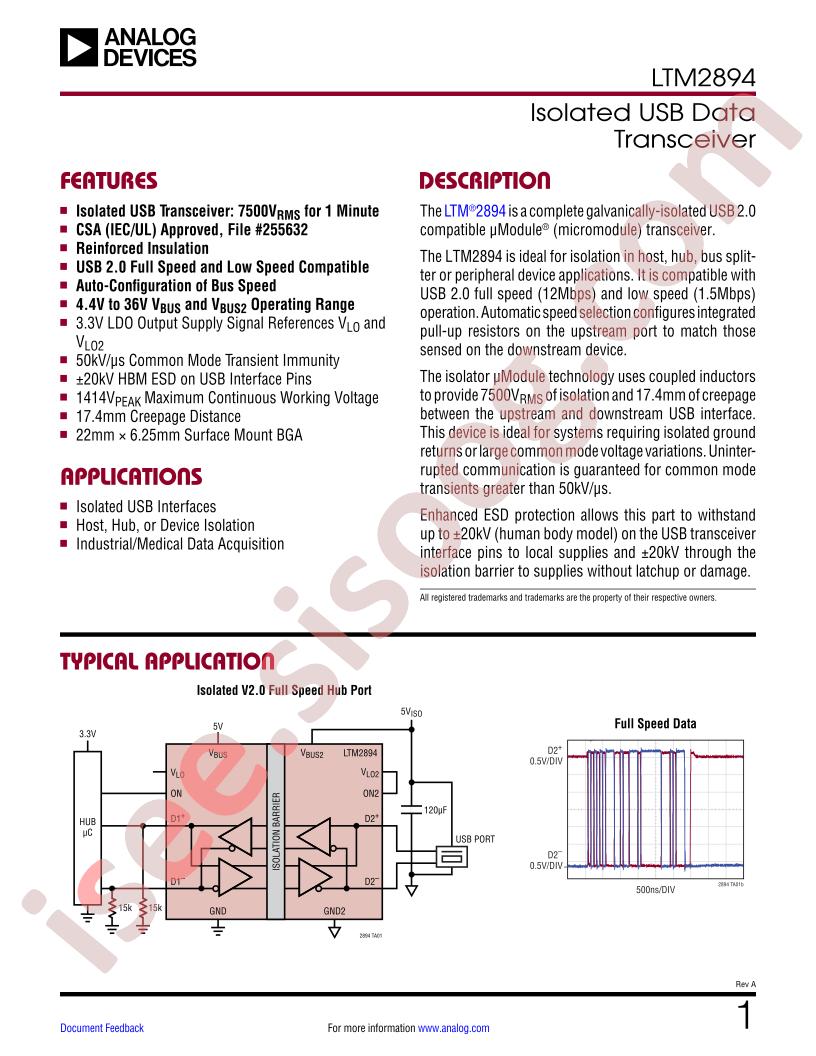 LTM2894 Datasheet