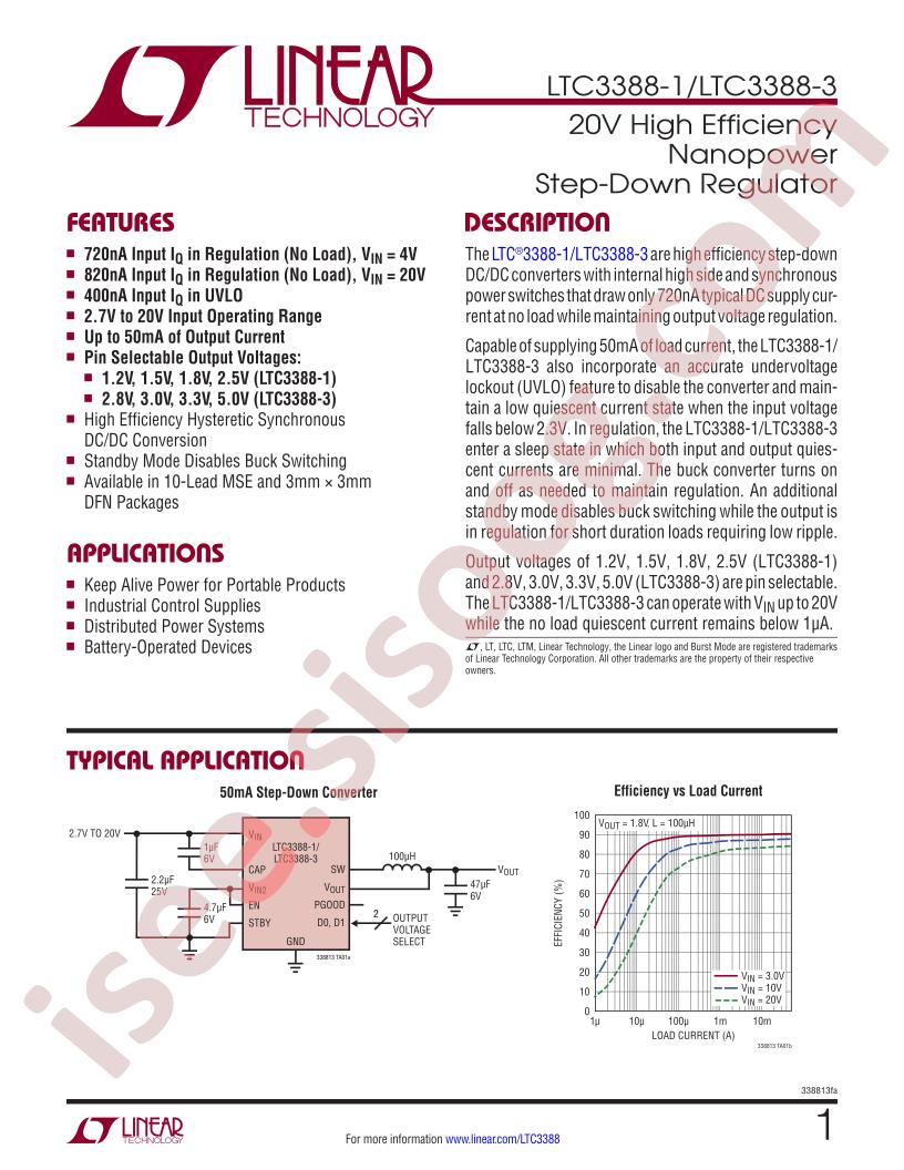 LTC3388-1, LTC3388-3 Datasheet