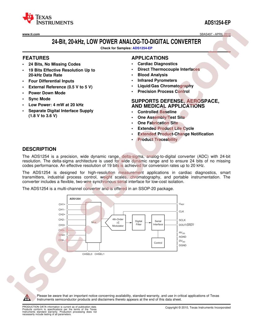 ADS1254-EP