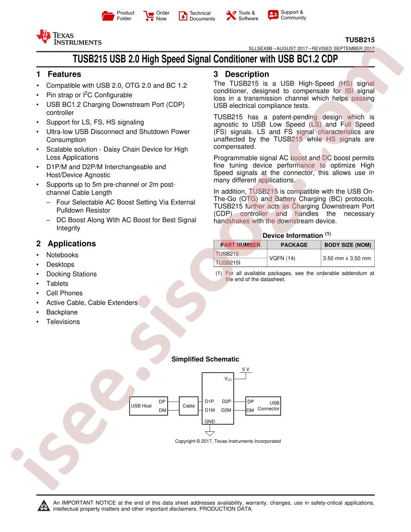 TUSB215 Datasheet