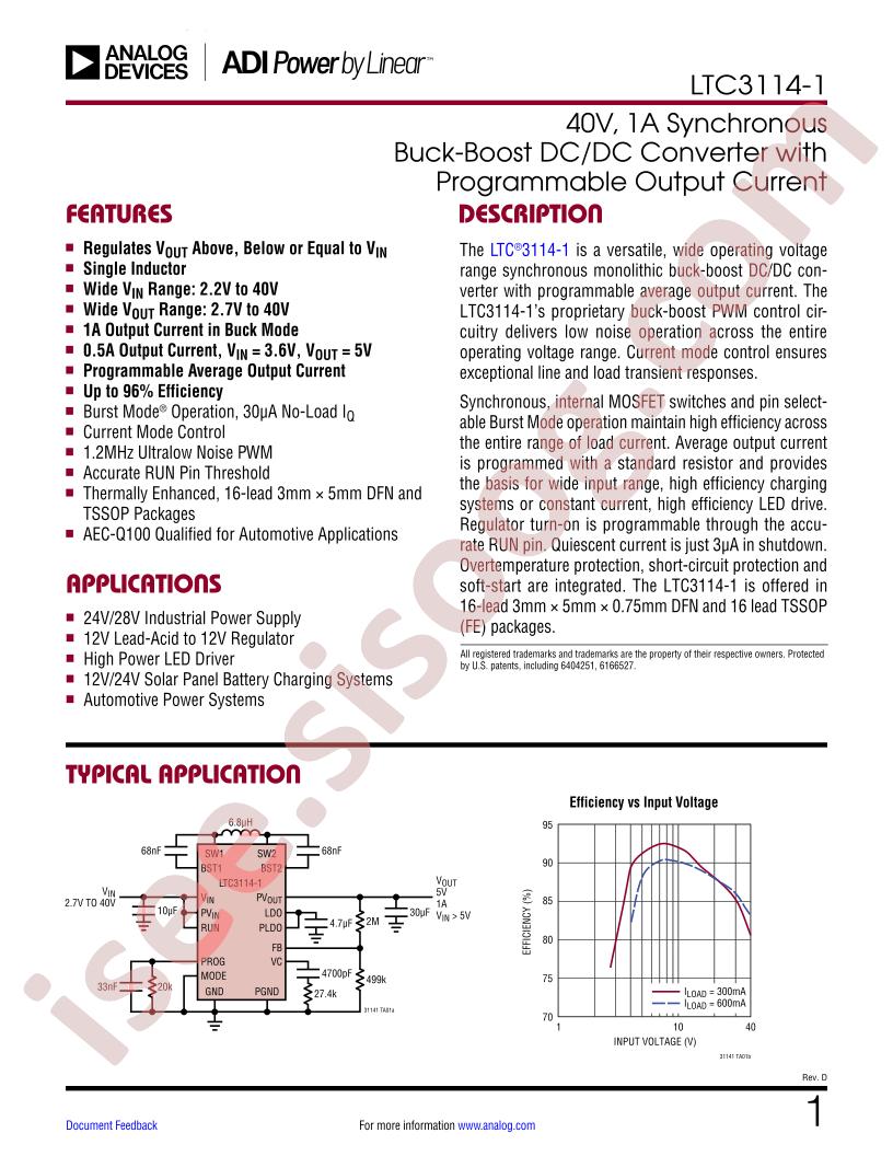 LTC3114-1 Datasheet