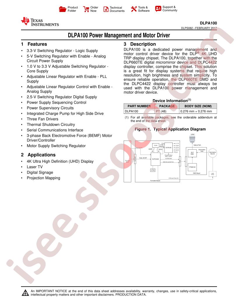 DLPA100 Datasheet