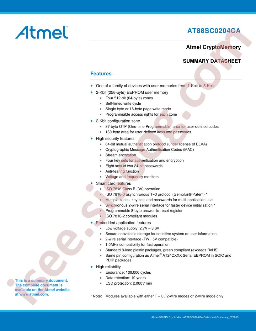 AT88SC0204CA Summary