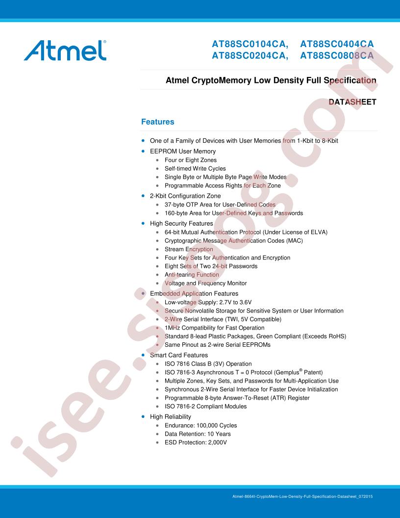 AT88SC0x04,808CA Datasheet