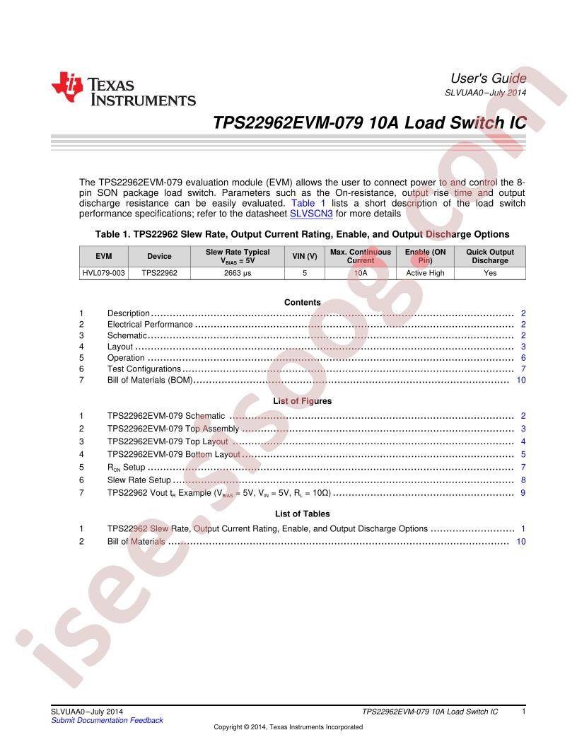 TPS22962EVM-079 User Guide