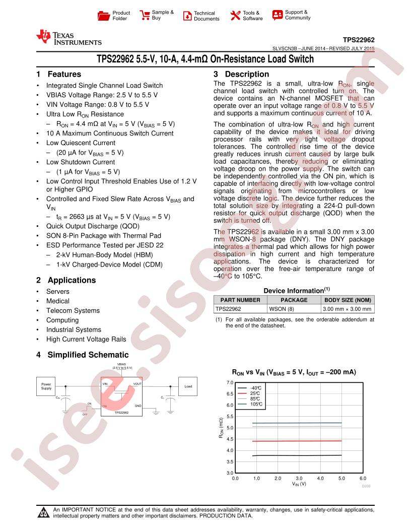 TPS22962 Datasheet