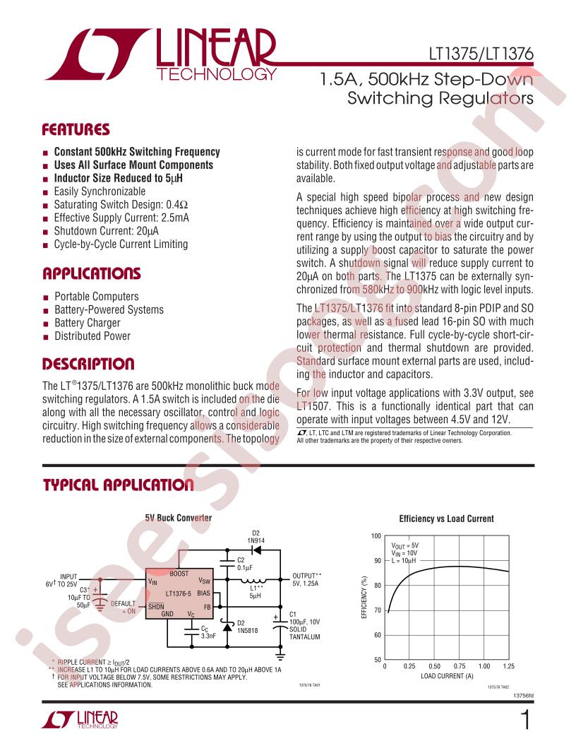 LT1375, LT1376 Datasheet