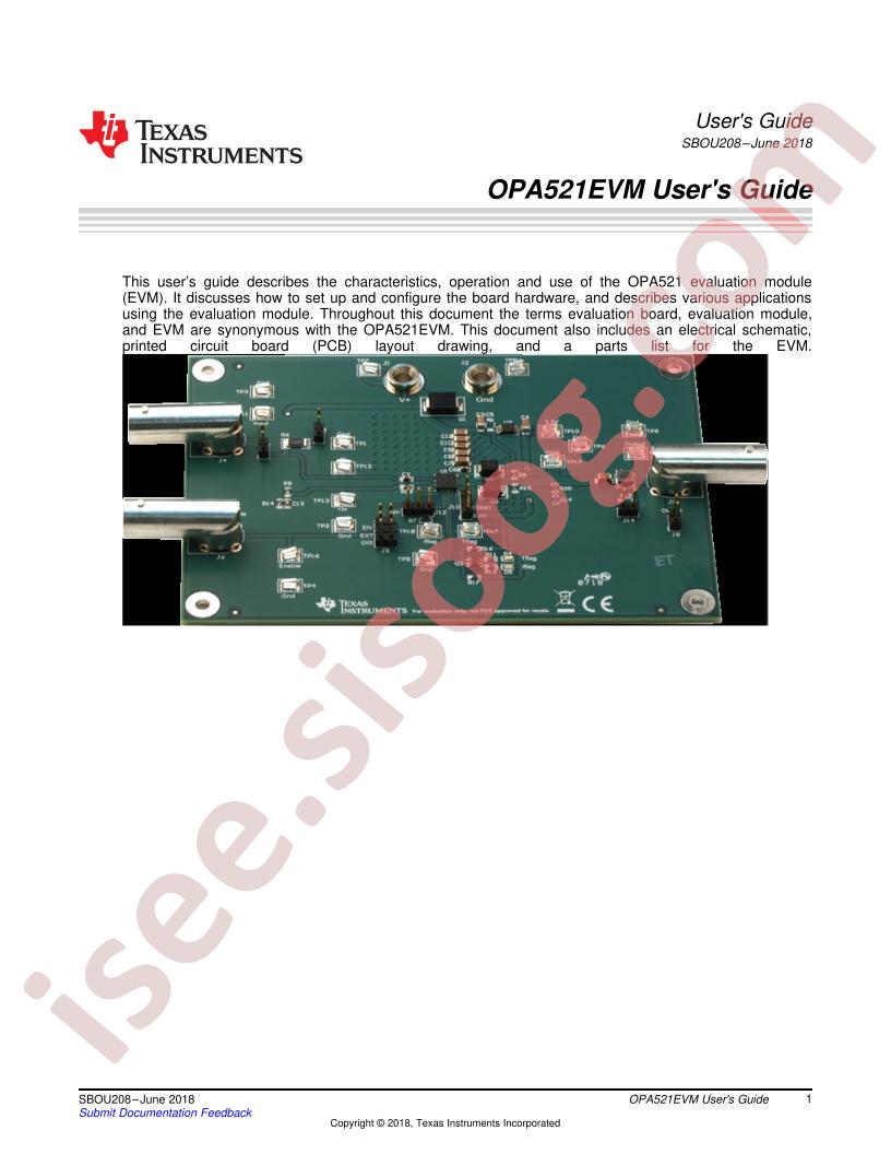 OPA521EVM User Guide