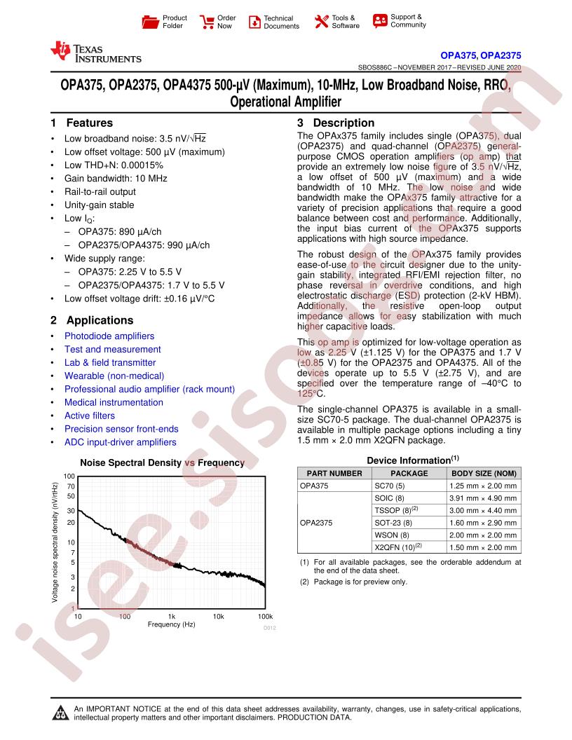 OPA375 Datsheet