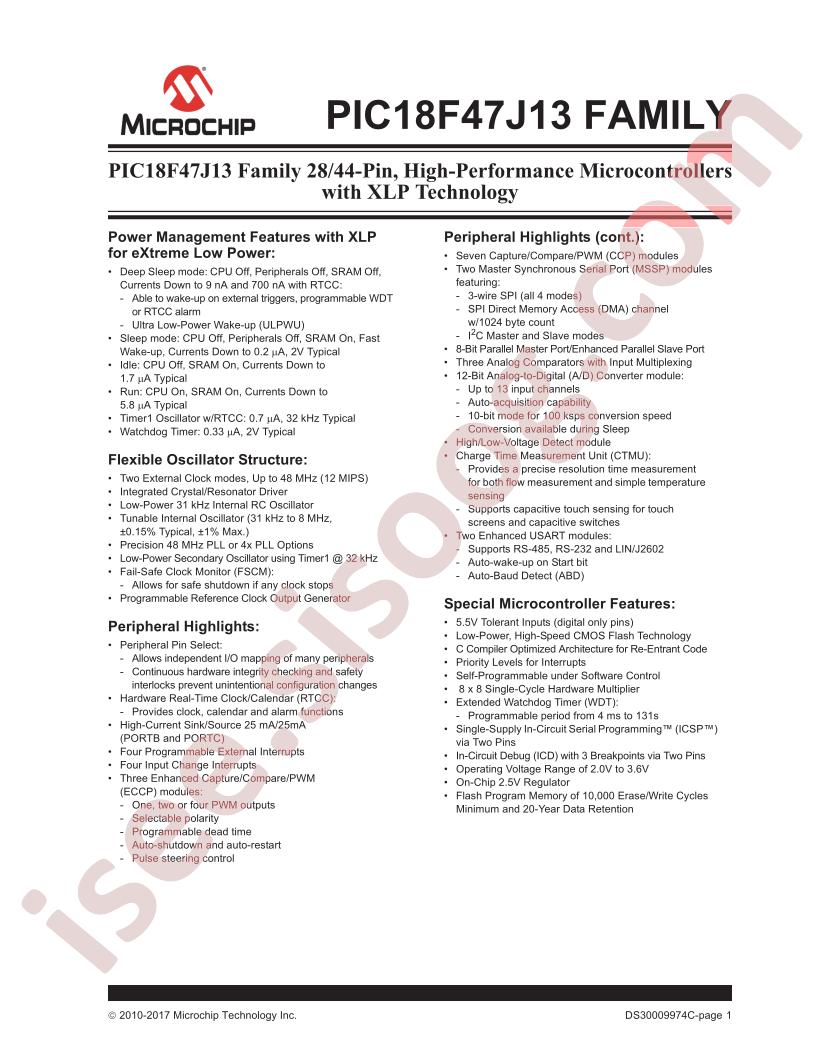 PIC18F47J13 Family