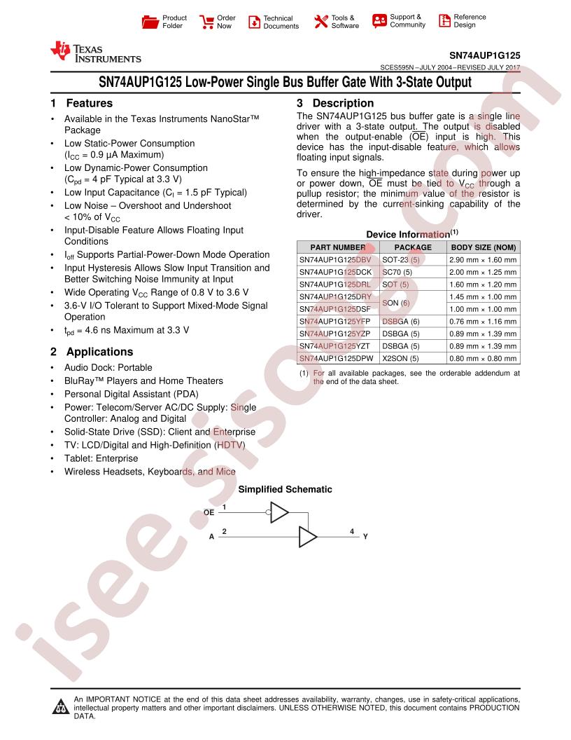 SN74AUP1G125 Datasheet