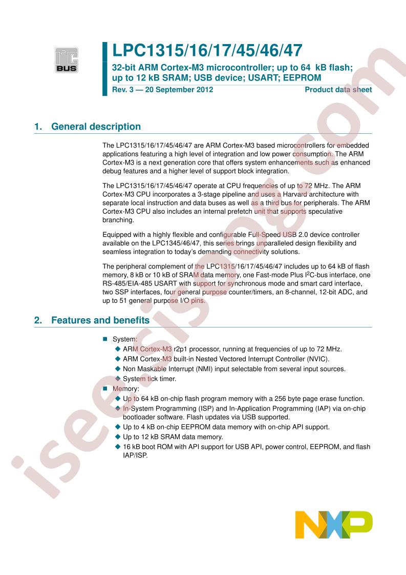 LPC1315-17, LPC1345-47 Datasheet