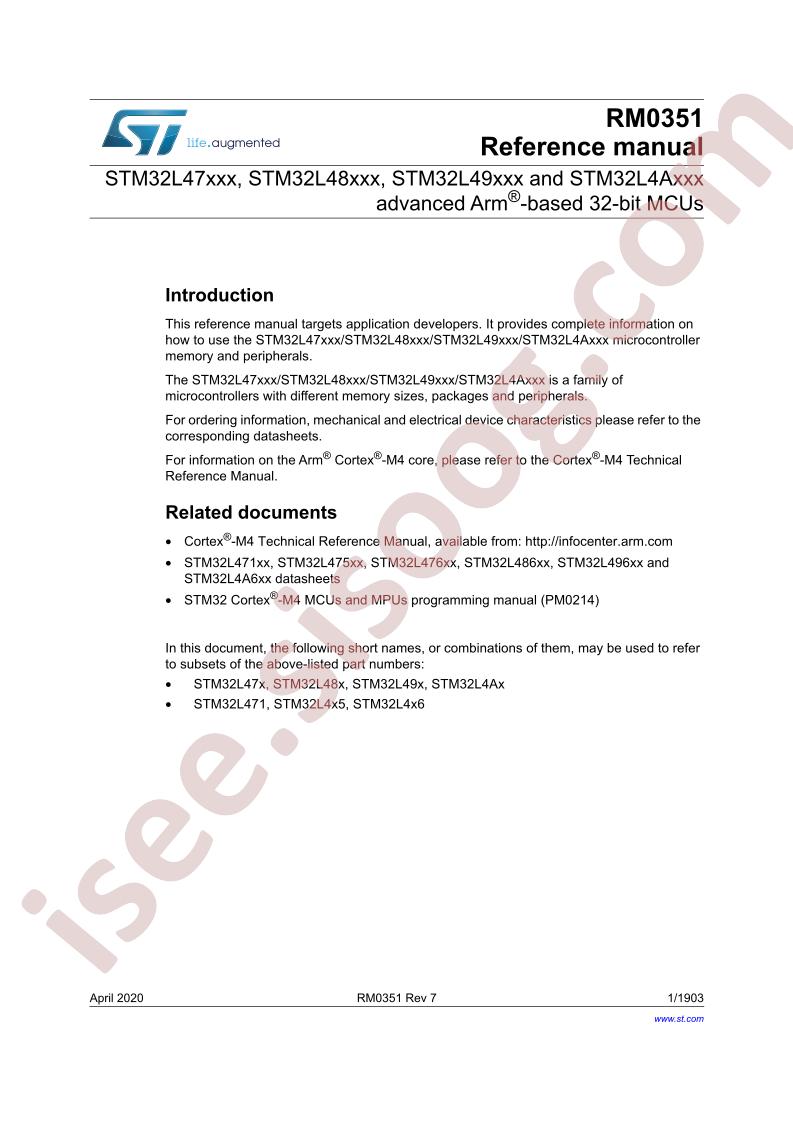 STM32L4x5, 4x6 Reference Manual