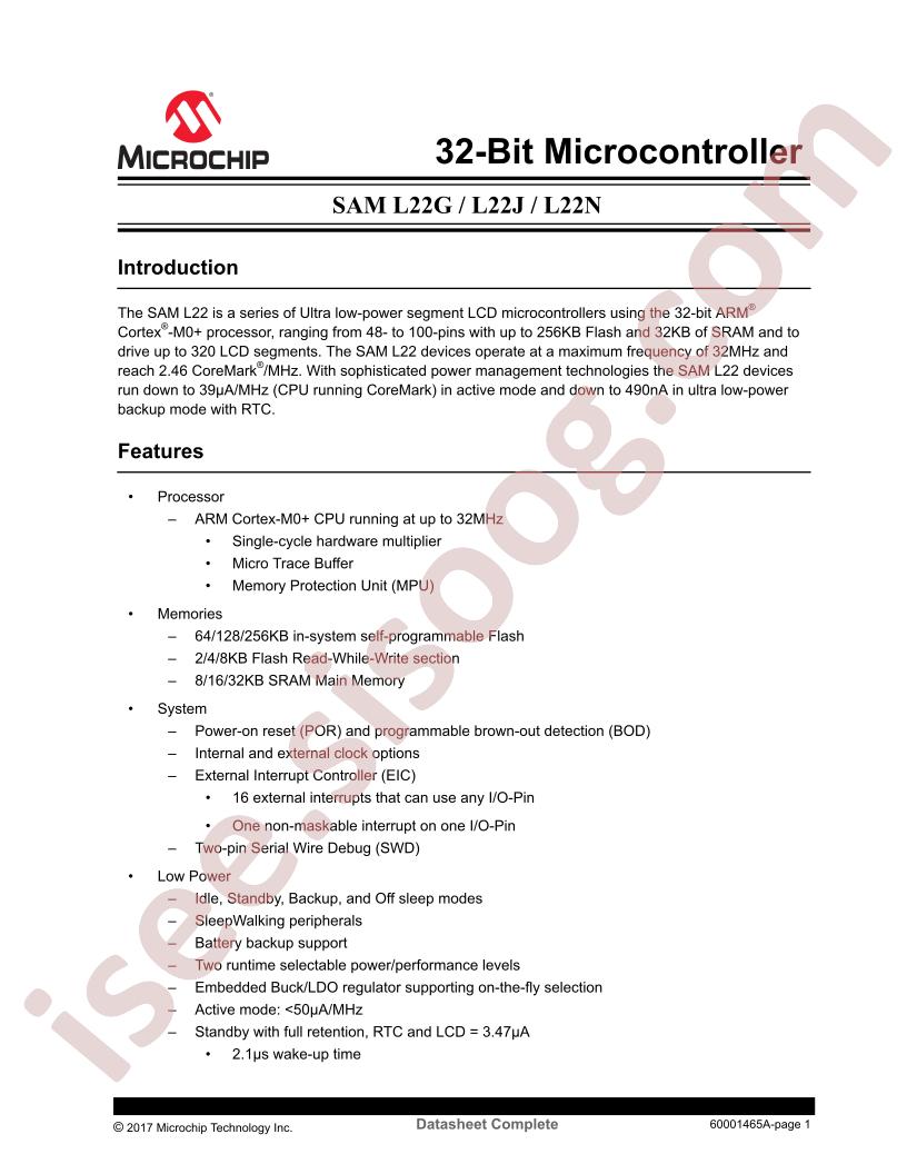 SAM L22 Datasheet Complete