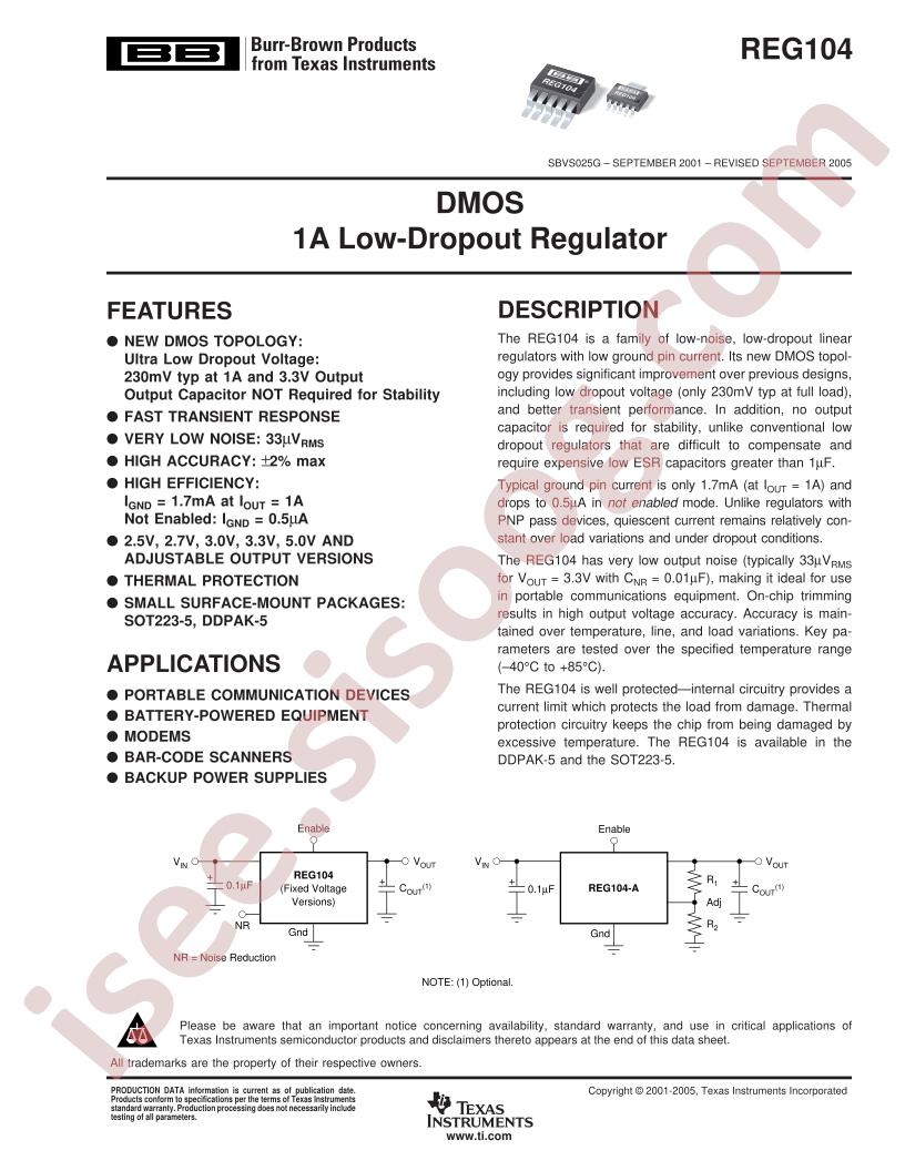 REG104 Datasheet