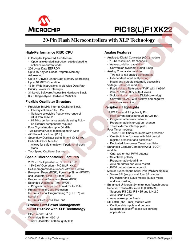 PIC18(L)F1xK22 Datasheet