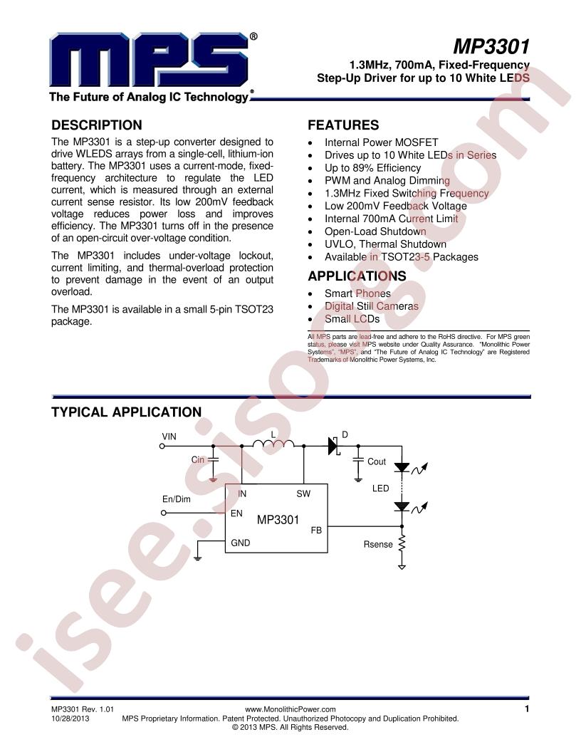 MP3301 Datasheet